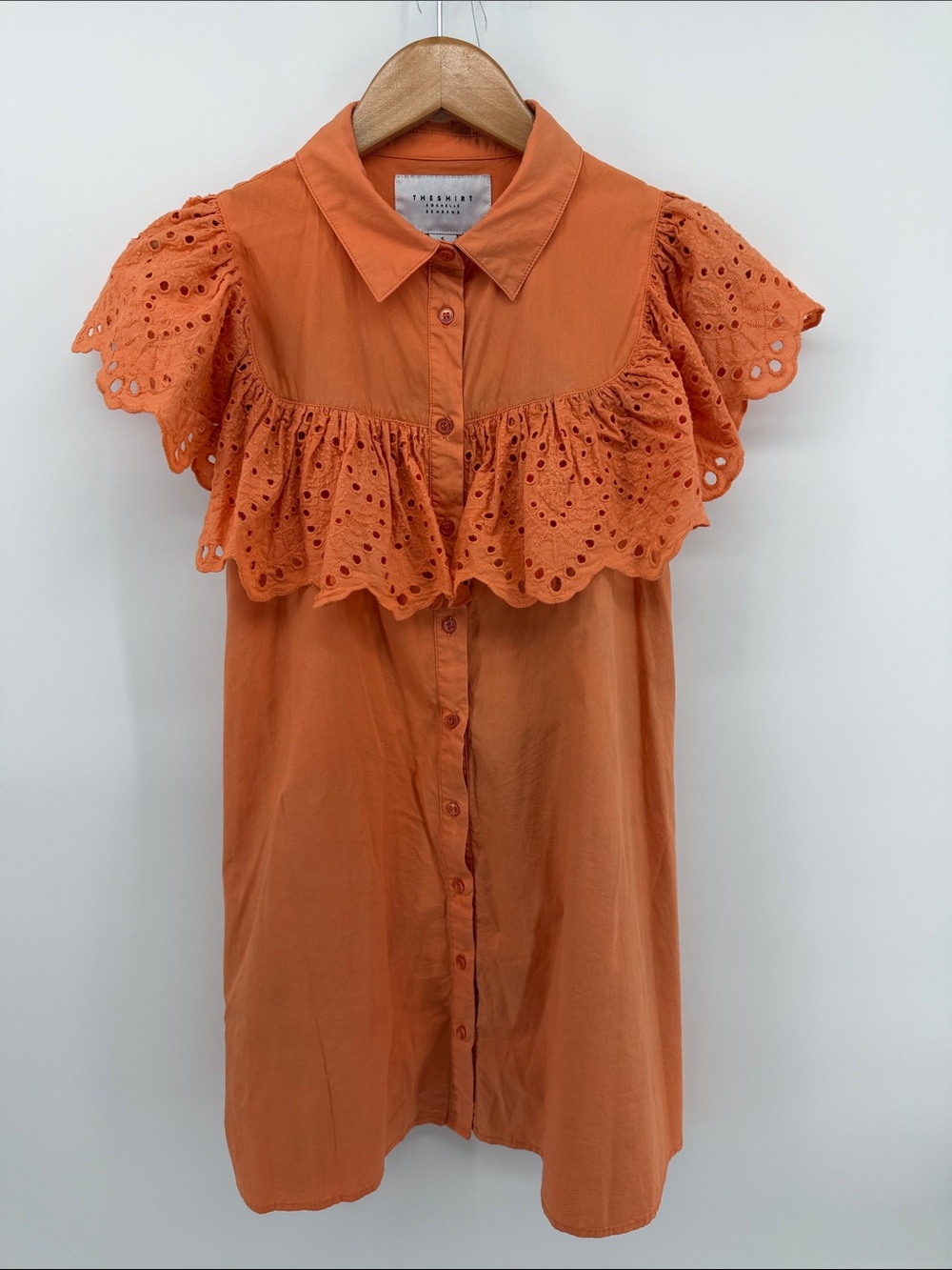 The Shirt by Rochelle Behrens Cotton Eyelet Dress in Orange S A13